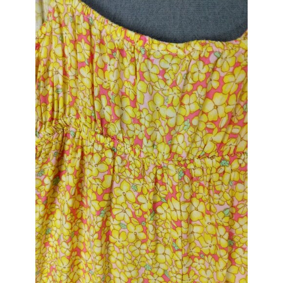WILD‎ FABLE Womens Dress Large Yellow Floral Tie-Front Fit & Flare Woven Slits - Picture 8 of 11